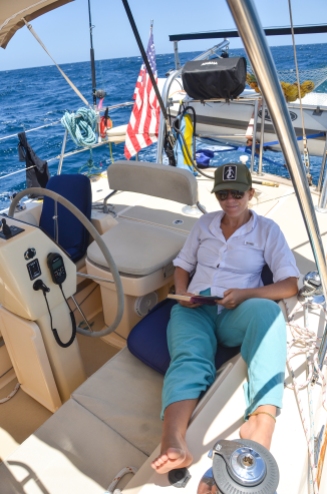 Reading is one of the luxuries of a long sailing passage and Lilly reads a new book each day