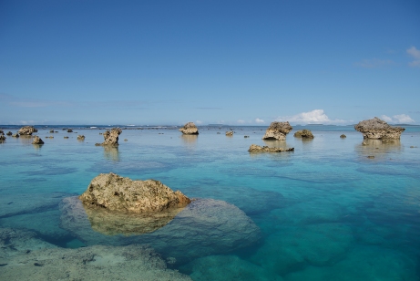 A surreal area of rock formations on Kenutu Island in Tonga forms an immoveable barrier reef