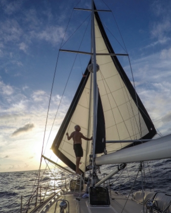 Sailing with jib and staysail before the wind is the most restful point of sail