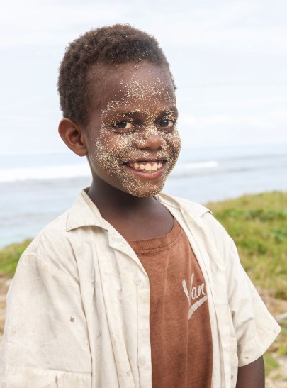 Aaron Nelson, 10, said he painted his face with sand because "he wanted to."